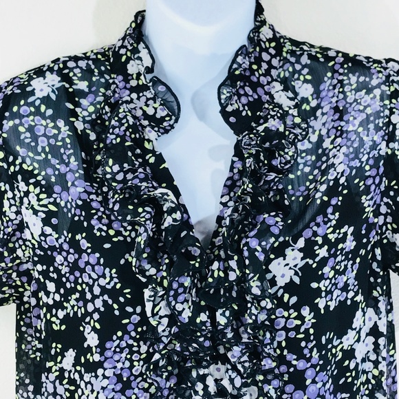 SOLD Maybe Floral Print Blouse Collar Size L - Picture 2 of 5